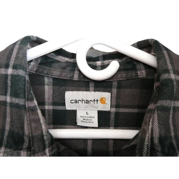 Carhartt‎ Mens Shirt Size L Flannel Plaid Button Down Pockets Casual - Picture 2 of 7